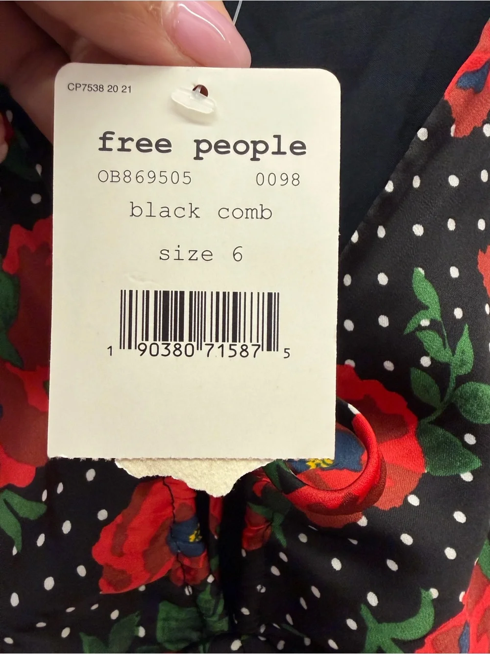 Free People Free People Floral Polka Dot Long Sleeve Mini Dress Size 6 NWT